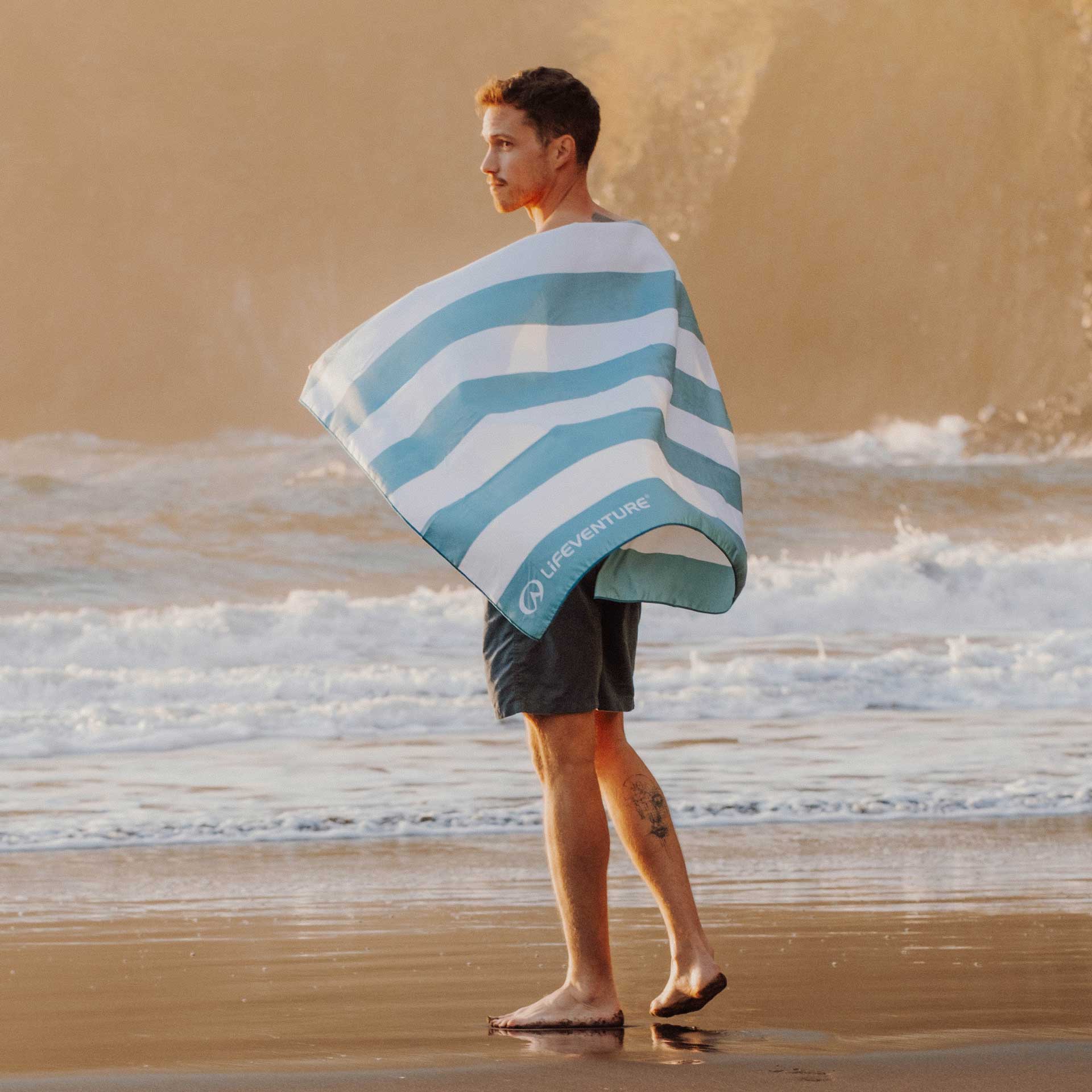 SoftFibre Recycled Towels - variant[Aqua Stripe]