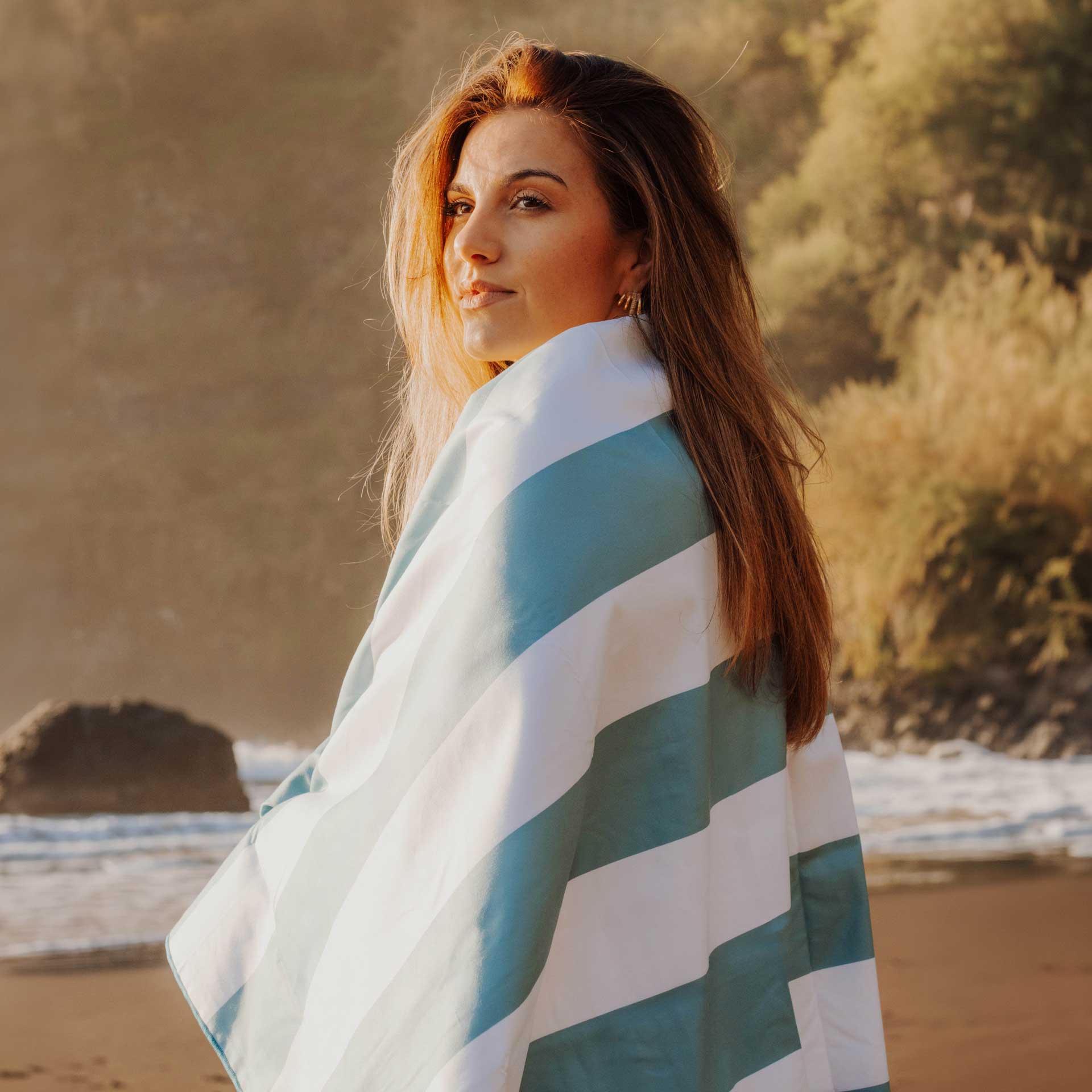 SoftFibre Recycled Towels - variant[Aqua Stripe]