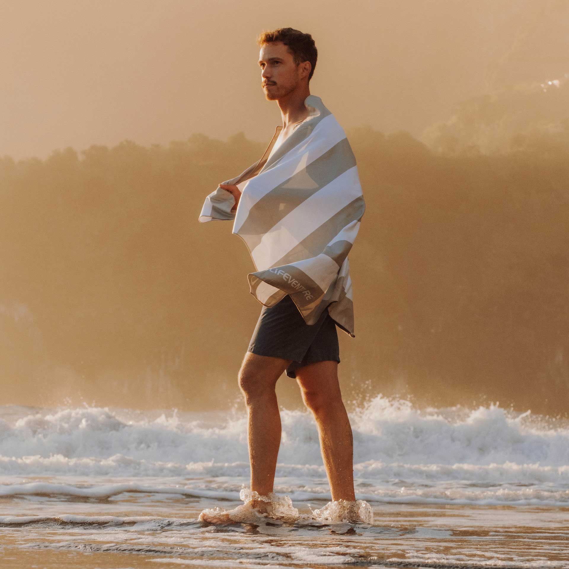 SoftFibre Recycled Towels - variant[Beige Stripe]
