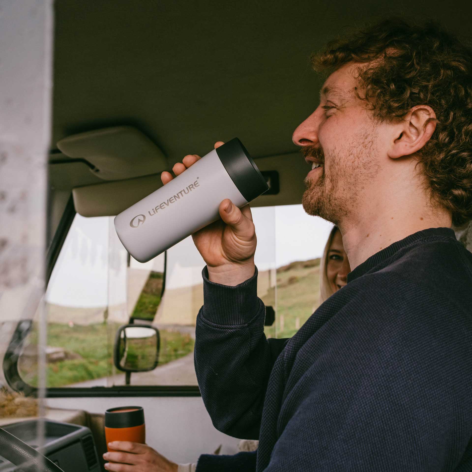 One-Touch Thermal Mug - variant[Light Grey]